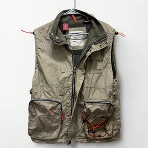 A.P.CO. VRIKA Men's Cargo Vest Utility Pockets‎ Khaki Green Full Zip Outdoor L